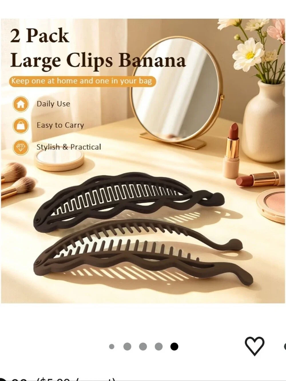 Banana Clips Hair for Thick Hair - 6.69 Inch, Brown & Coffee, 2Pcs